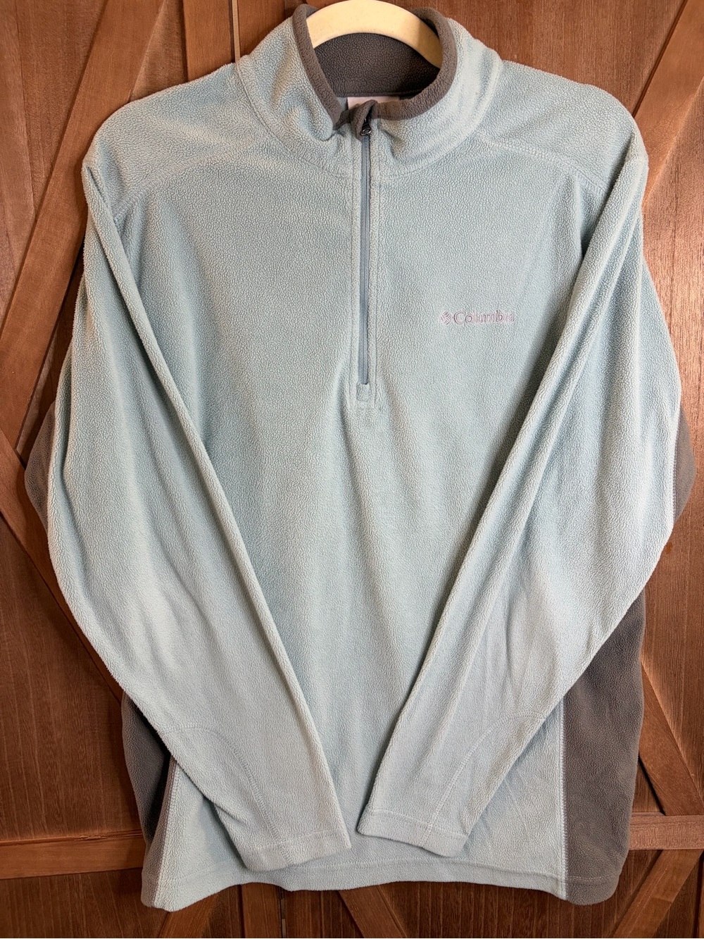 COLUMBIA Light Blue & Grey 1/4 Zip Fleece Pullover Sweater SIZE MEDIUM